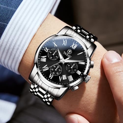 Watch Men Stainless Steel Luxury Diamond Chronograph with Date Business reloj de Hombre2