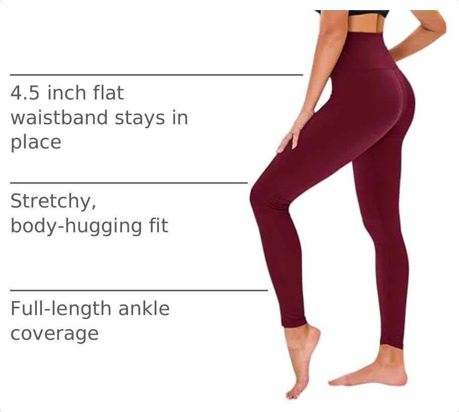 Image of TNNZEET High Waisted Leggings for Women - No See Through Tummy Control Cycling Workout Yoga Pants with Pockets Reg & Plus