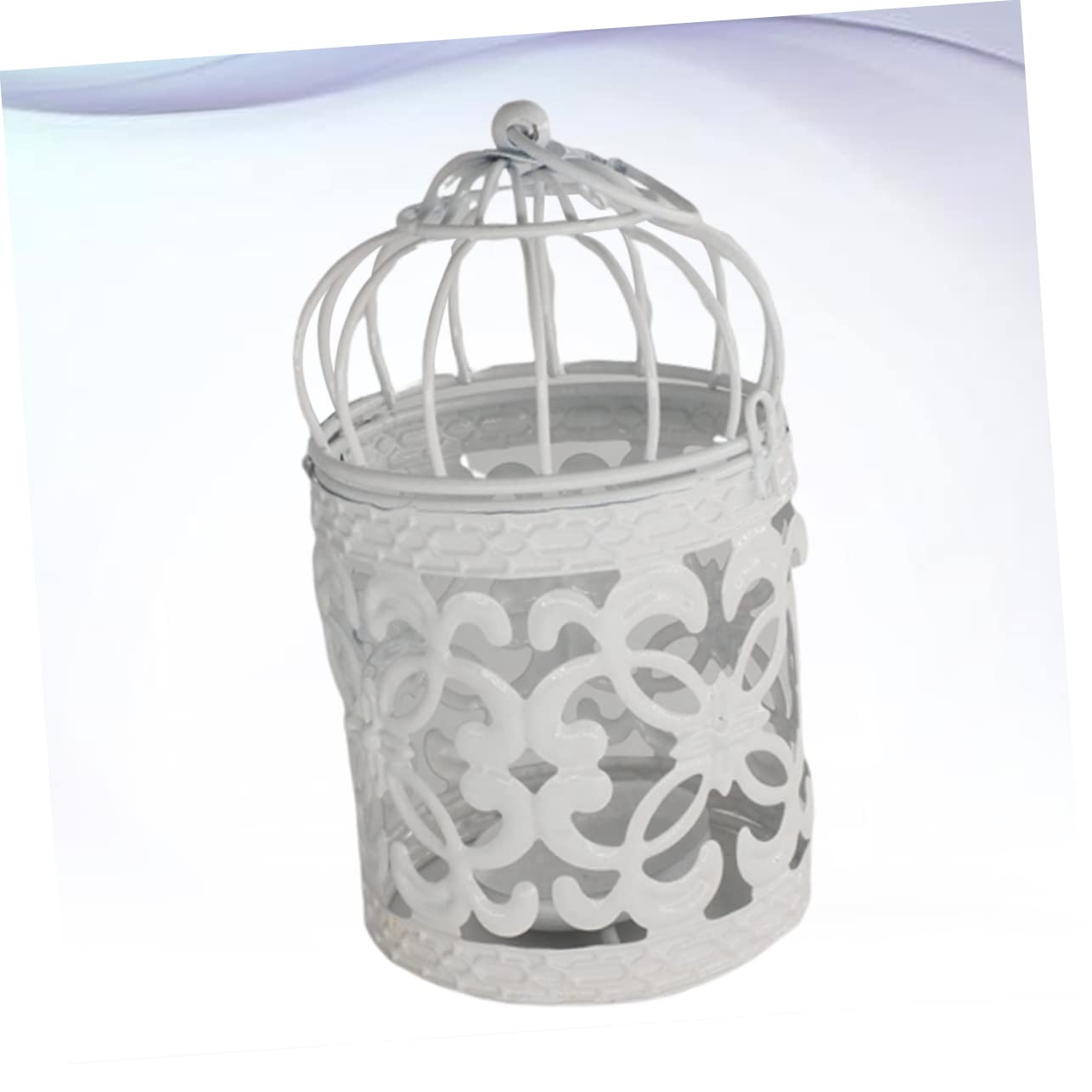 PRETYZOOM Office Decore Candle Holder Lantern Birdcage Candle Holder Iron Candle Lantern Tea Light Candle Holder Wings Decoration Mantle Decoration Candle Lantern Decoration White