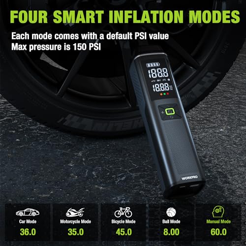 WORKPRO Portable Tire Inflator, 7.2V/12V Small/Mid/Large Air Compressor, Digital Display - image 3