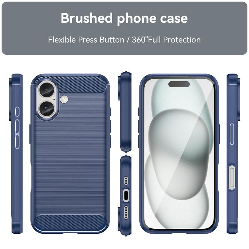 Image of Hybrid Carbon Fiber Back Case for iPhone 16 (Blue)