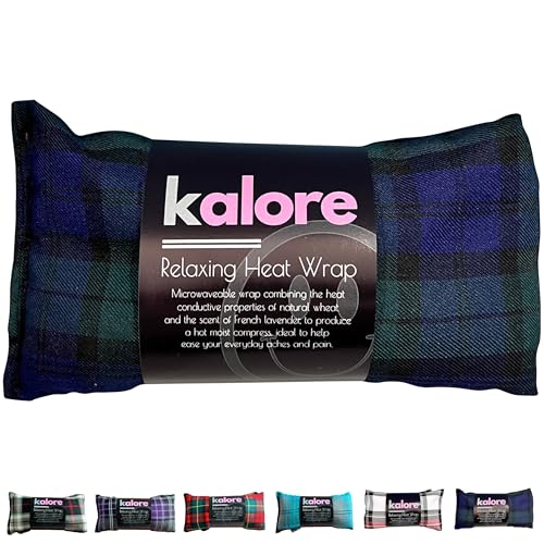 Wheat Bags Microwavable Neck and Shoulder Wrap - Unscented Heat Bags Microwavable for Body Relaxation - Tartan Cotton Fabric & UK Wheat Heat Bags Microwavable Compress by Kalore - Black Watch