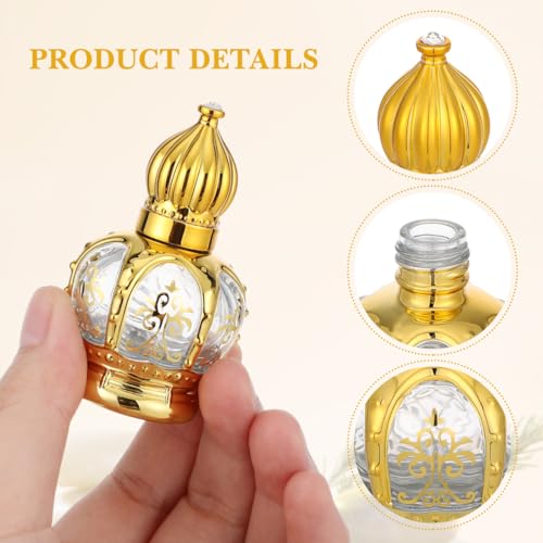 2pcs Mini Arabic Crystal Glass Roller Bottles 15ml Gold Refillable Essential Oil Roll On Dispenser Empty Travel Perfume Sample Container 15ml3
