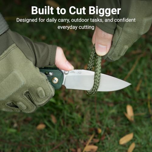 CJRB Mega Maximal EDC Knife, 3.43" AR-RPM9 Steel Blade, Micarta Handle - 3