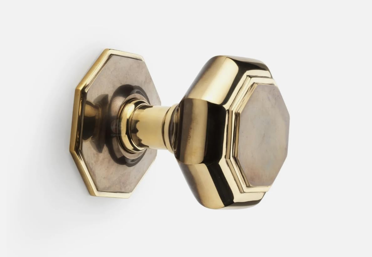 Ab Hardware Aged Brass 110Mm Aged Solid Brass Octagonal Centre Door Knob Pull Front Back Very Large