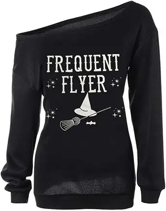 Women Halloween Off Shoulder Long Sleeve Sweatshirt