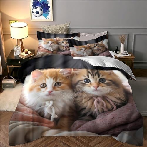 Housse de couette chaton mignon 200x200 avec parure de lit 3D pour lit double - 6