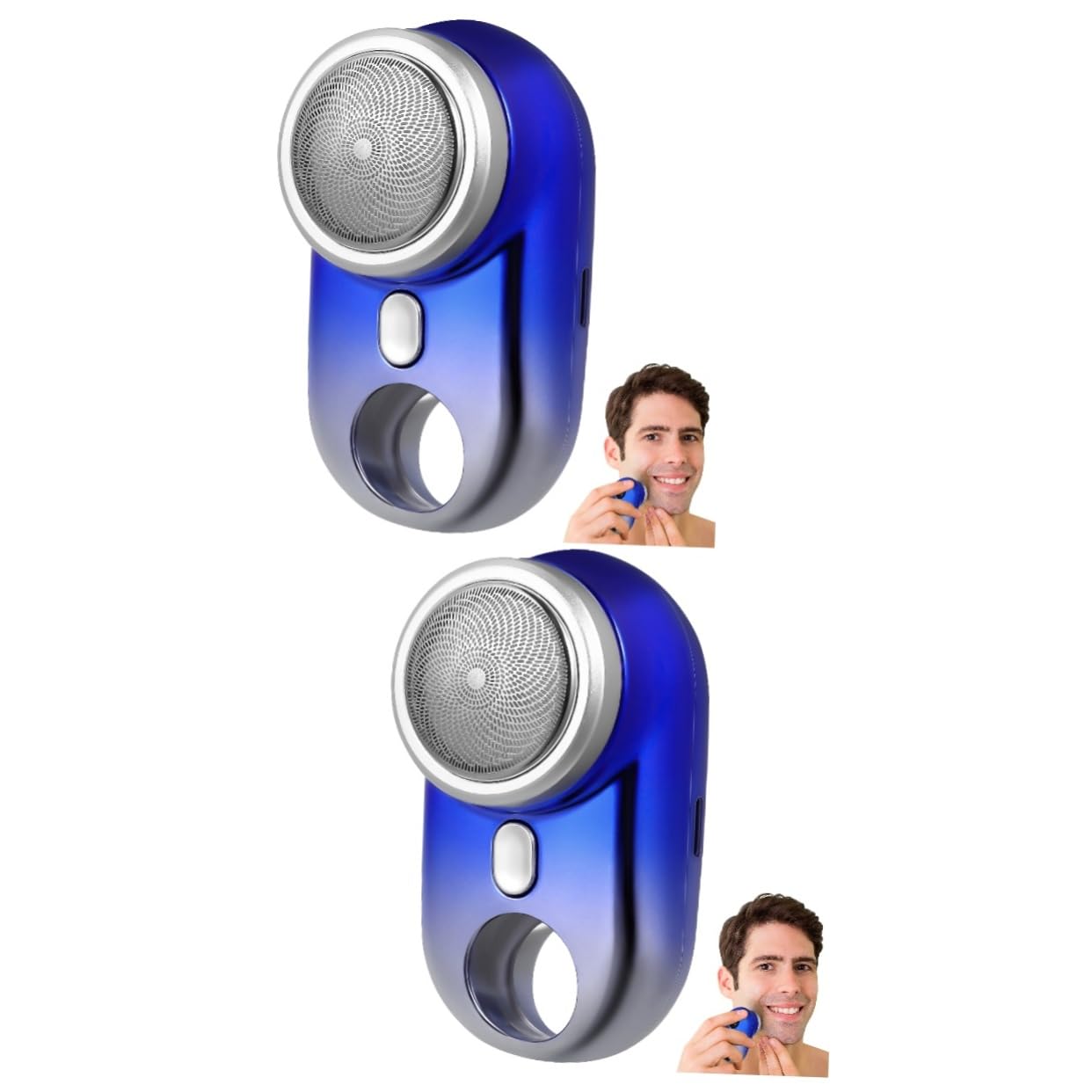 FRCOLOR 2 Pezzi Rasoio Elettrico Compatto Trimmer Ricaricabile Mini Per Uomo Tagliacapelli Batteria Portatile E Facile Da Usare Gradiente