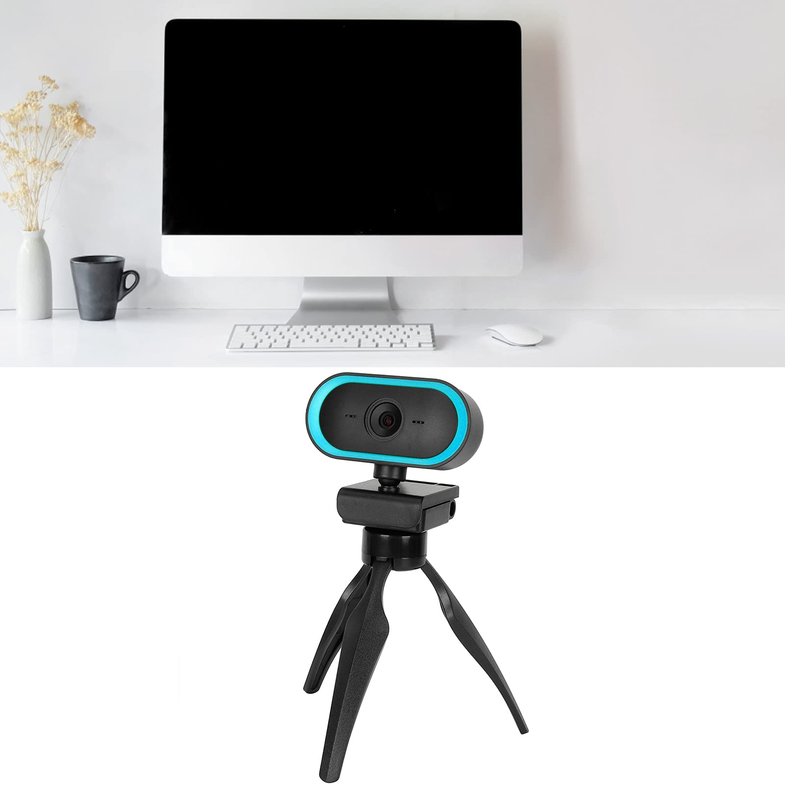 Alta definición 2K Webcam Sound absorbe la cámara web USB para la videoconferencia en vivo (Azul)