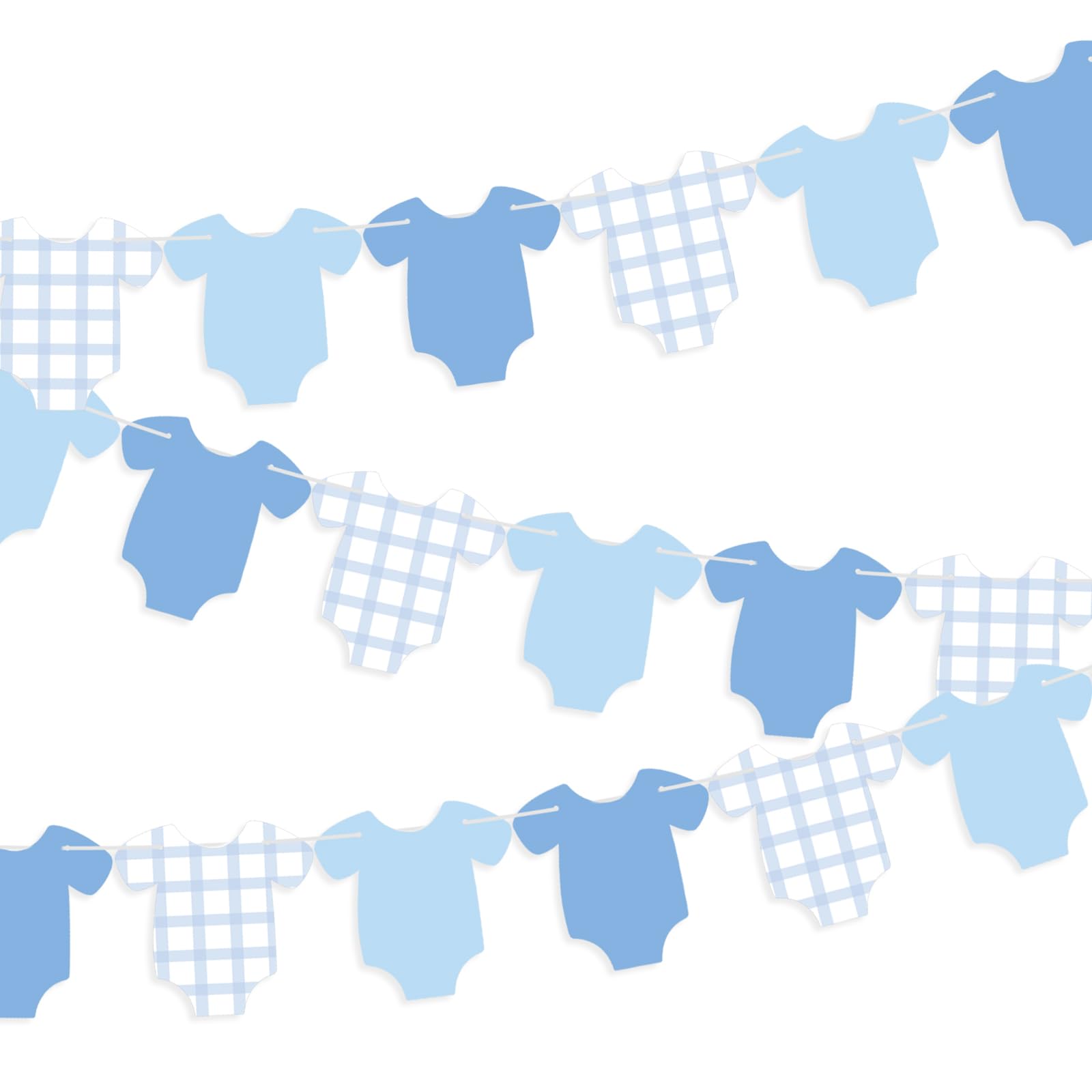 Weysat 2 Pcs Baby Clothes Banner Baby Boys Girls Shower Decorations Blue Bodysuit Clothesline Banner Gender Reveal Birthday Neutral Party Outfit Paper