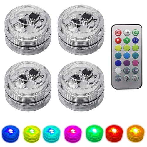 4 PCS Submersible LED Lights with Remote Control