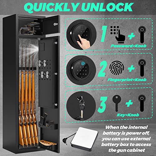 Karini 4-5 Gun Safe,Rifle Safe,Gun Safes For Home Rifles And Shotguns,​Gun Safes For Home Rifle And Pistols,Quick Access Gun Cabinets With Double Door Storage (H55.12 Xw12.6 Xd9.84) #TOP4