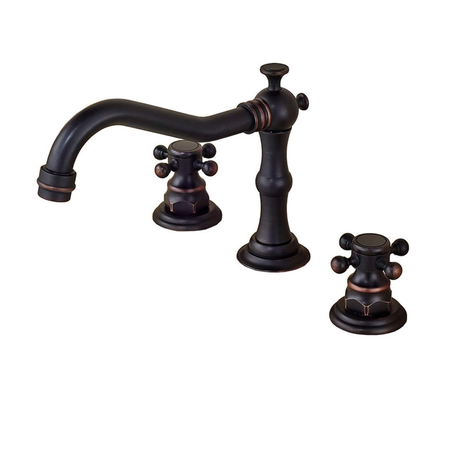 ZQFHSX Kitchen Sink Faucet, Deck Mounted Basin Faucet Widespread Dual Handle 3 Holes Mixer Multicolor(Black Bronze)