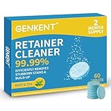 GENKENT Retainer Cleaner Tablets for Invisalign, Mouth Guard, Night Guard and More Dental Appliances, 60 Denture Cleaning Tablets