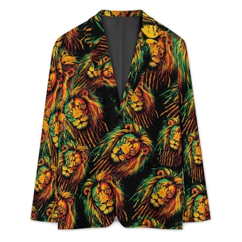 Rasta Lion Jamaican Men's Slim Suit Long-Sleeve Prom Tuxedo Classic Two Button Business Jacket3