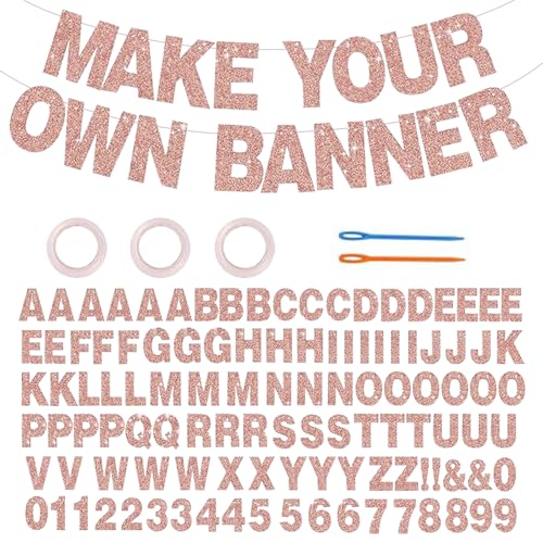 116 Custom Banners with Sparkling Letters DIY Personalized and Reusable Birthday Welcome Home Wedding Party Decoration (Rose gold)