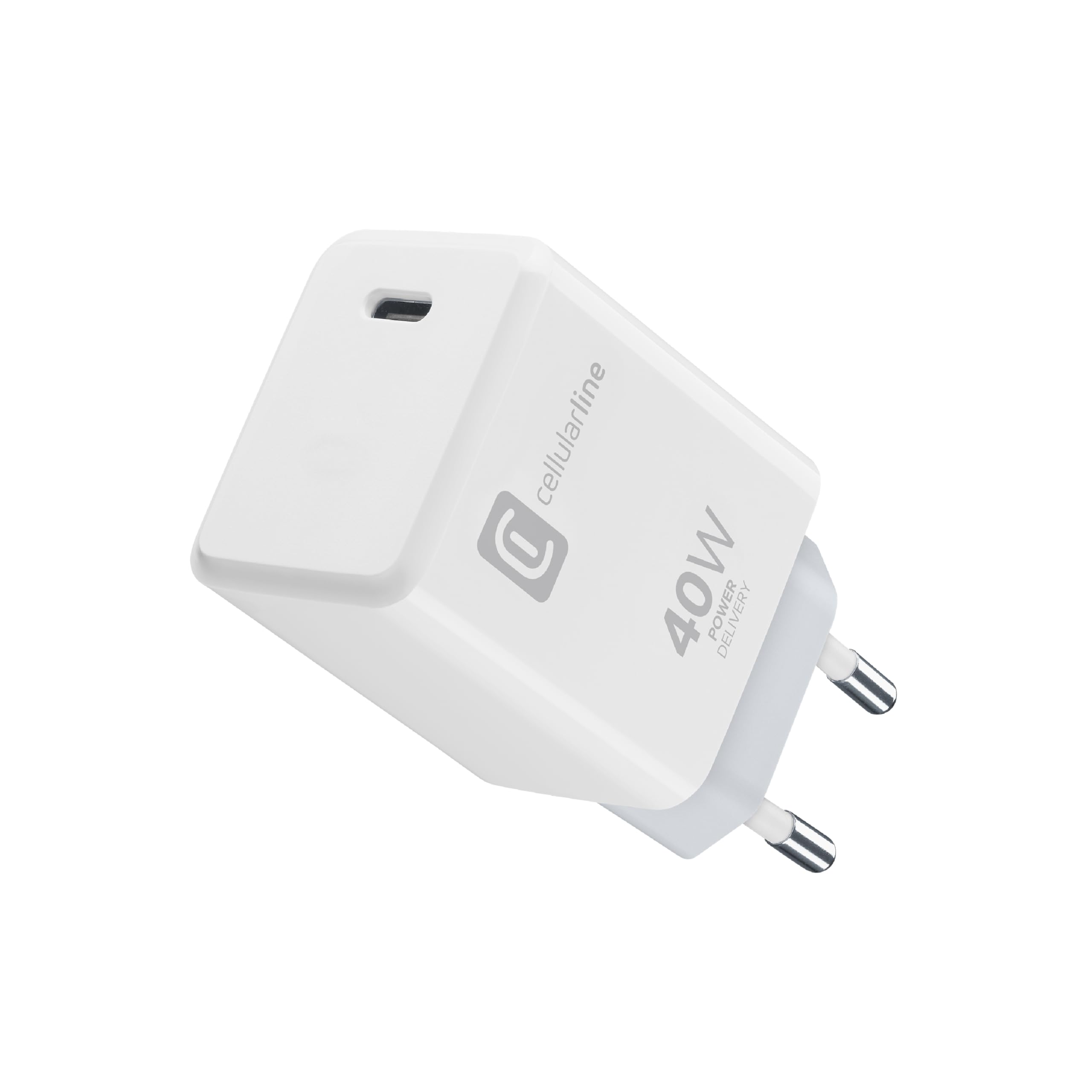 Cellularline Caricabatterie USB-C 40W PD - Ricarica Rapida per iPhone Serie 17, iPad Pro 2025, MacBook - Bianco