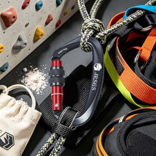 Image of Climbing Carabiner Clips,Locking Carabiner for Camping,Rescue,Hunting | UIAA Certified 25KN Climbing Carabiner,Screw lock Large Clips,Locking Carabiners for Rappelling, Mountaineering, D Shaped