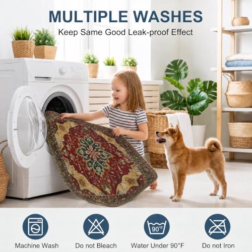 Image of Washable Guinea Pig Pee Pads,Absorbent Reusable Guinea Pig Cage Liners,Waterproof,Leak-Proof & Non-Slip Potty Pads for Small Animals Rabbit Hamster Rat.(Red Forest Floral,24 inchx48 inch)