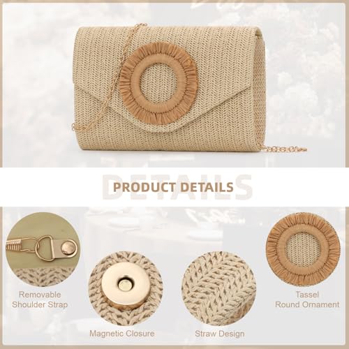 Image of GOKTOW Straw Clutch Purse Rattan Summer Woven Beach Handbags for Women Wedding Vacation Travel Party 2025
