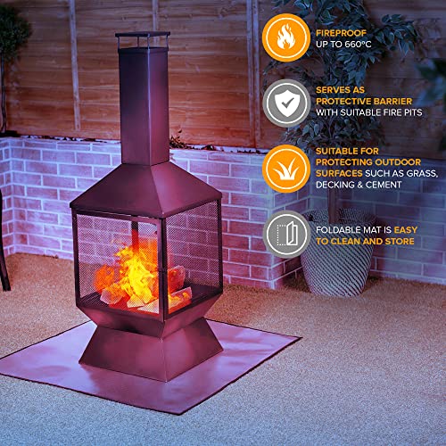LIVIVO Square 40” Fire Pit Protector Outdoor Fireproof BBQ Grill
