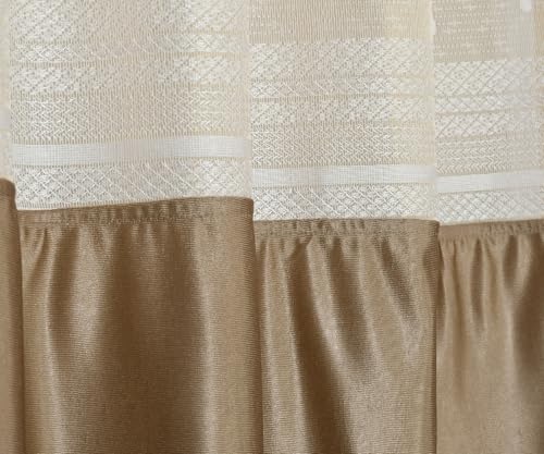 Image of LaVichitra 1 Piece Semi Sheer Floral Net Curtain - 5 X 4 Feet, Window Curtains, Hazelwood