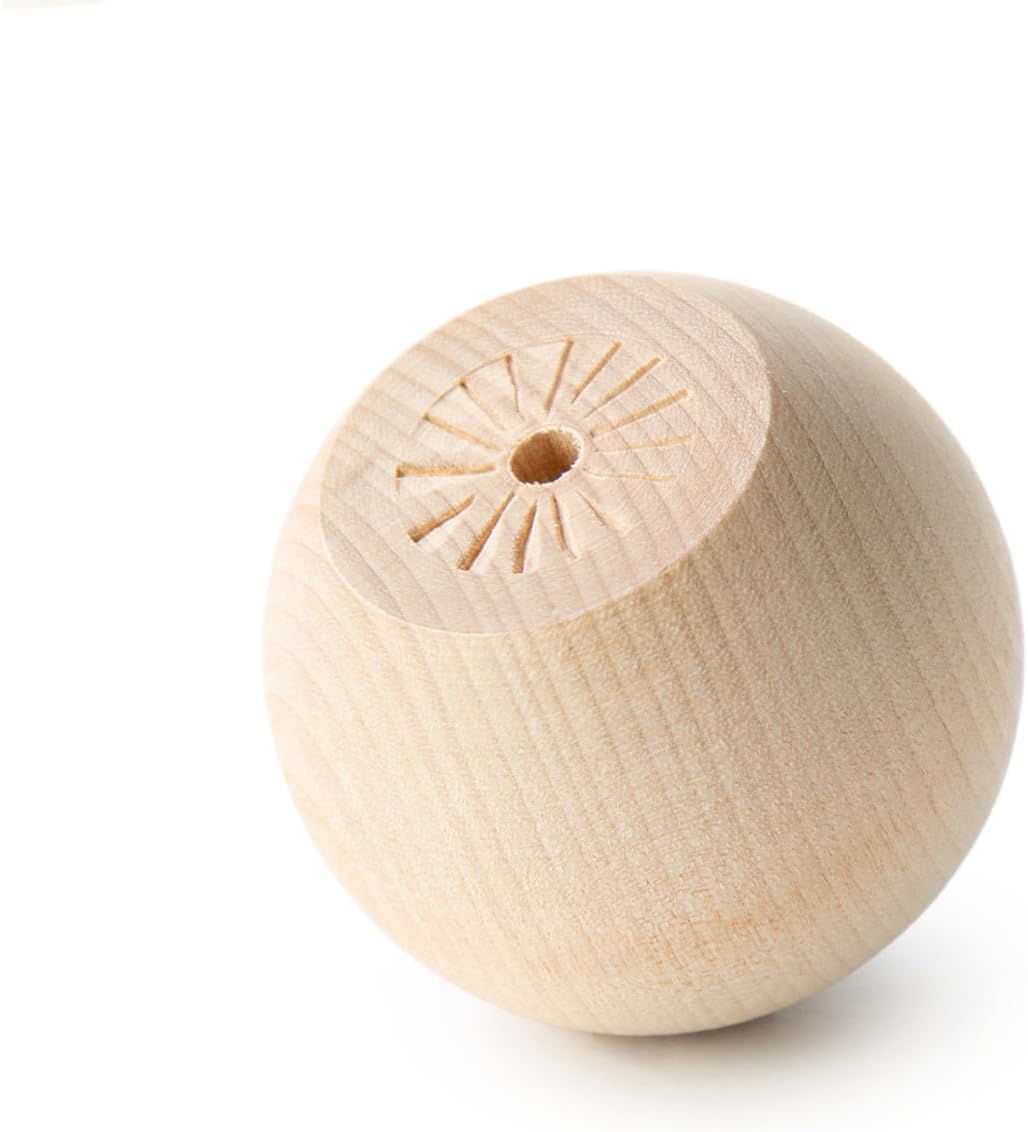 50 Pcs, 1-1/2" Wide Wooden Ball Knob/Doll Heads Flat 1-1/16" W/ 3/16" Hole Use Ks1250 Threaded Screws