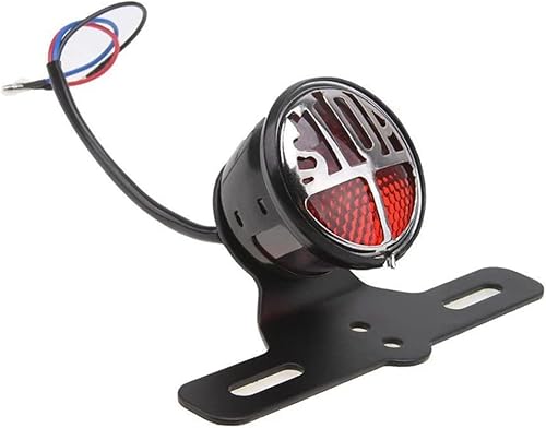 GZYF Soporte de luz de matrícula de motocicleta de 12 V, parada redonda, indicador de lámpara de freno vintage para Harley Bobber Chopper Bikes