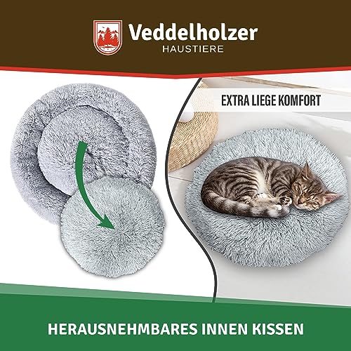 Veddelholzer Ø 60 cm (S) Hellgrau Hundebett Katzenbett Hundekissen Hundebetten in Mehreren Größen Hundebett große mittelgroße kleine Hunde waschbar in hellgrau und dunkelgrau für alle Hunde & Katzen