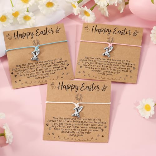 Image of BAYLAY Easter Gifts for Kids Girls Women, 3 /5 Pcs Bunny Bracelets Easter Basket Essentials Stuffers Gifts for Kids Teens Adults
