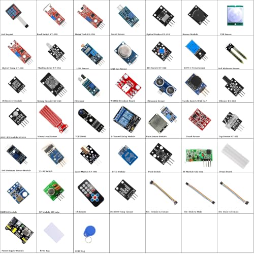 Image of 40-in-1 Sensor Module Kit for UNO and Raspberry Pi | Complete Electronics Starter Pack | DIY Projects and STEM Learning Kit