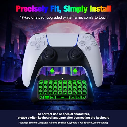 MoKo Teclado Inalámbrico con Retroiluminación RGB para Mando PS5, Mini Teclado Bluetooth para PlayStation 5 con Luz Colorida Altavoz Integrado Mejorado y Conector de Audio de 3,5 mm PS5 Accesorios - imagen 5