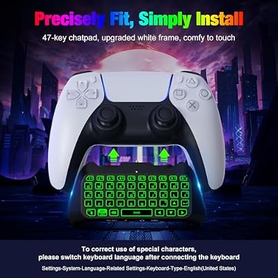 MoKo RGB Backlight Keyboard for PS5 Controller, Bluetooth Wireless Mini Gamepad Chatpad for PlayStation 5 with Upgraded Built-in Speaker & 3.5mm Audio Jack for PS5 Controller Accessories