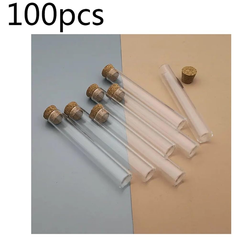 probówki z przezroczystego szkła, Probówki szklane z korkami płaskim dnem 12x75mm 20/50/100 szt(100pcs)