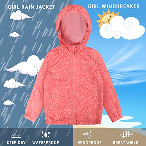 SUNDAY ROSE Boys Girls Rain Jackets Lightweight Waterproof Hooded Raincoats Windbreakers for Kids3