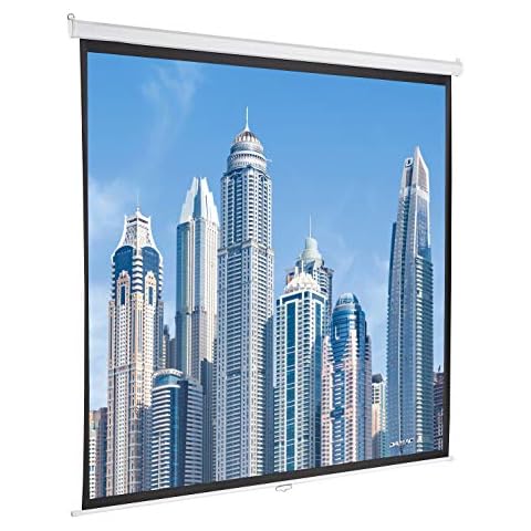 Amazon Basics - Projektor-Leinwand, 113 Zoll (287 cm), manuell ausziehbares Rollo, 4K/8K Ultra HDR 3D Ready (1:1) Cover