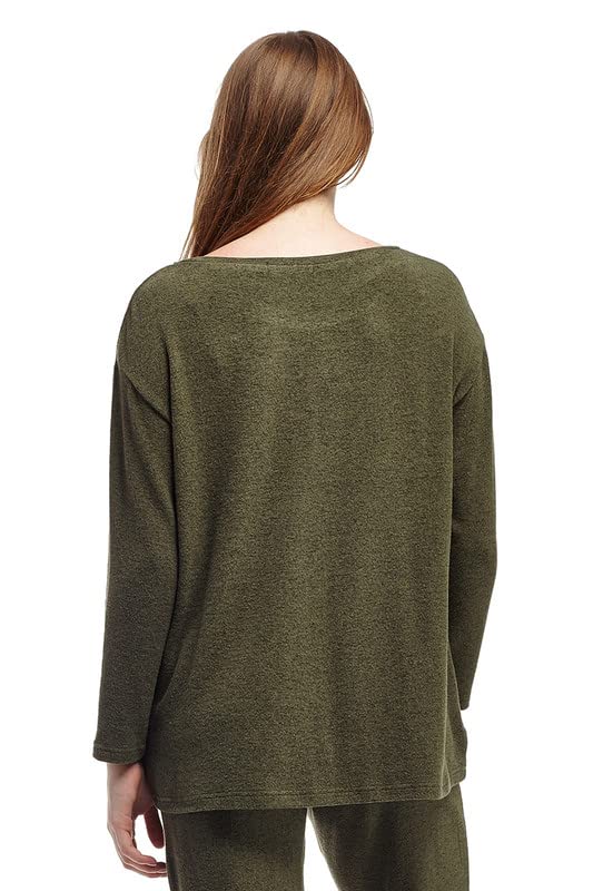 Image of LA CERA Women's Brushed Knit Sweater Top, Long Sleeves, Side Pockets, Round Neck, 80% Rayon, 15% Polyester, 5% Spandex