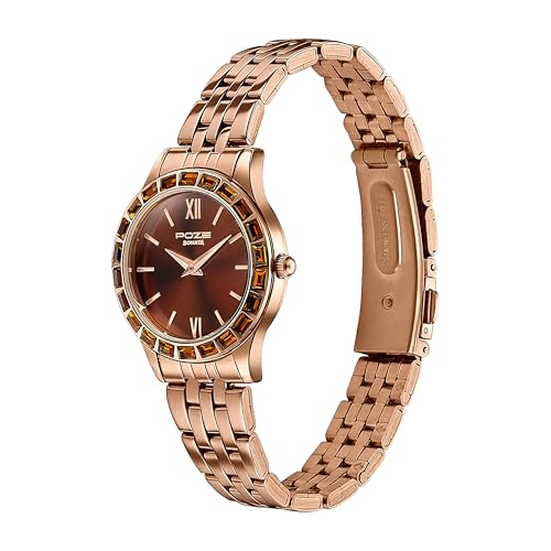 Image of Sonata Poze 6 Sidewalk Sparkle Ladies Quartz Chocolate Round Dial Women's Watch | Stainless Steel Strap Material | Watches for Women Analog - SP80134WM01