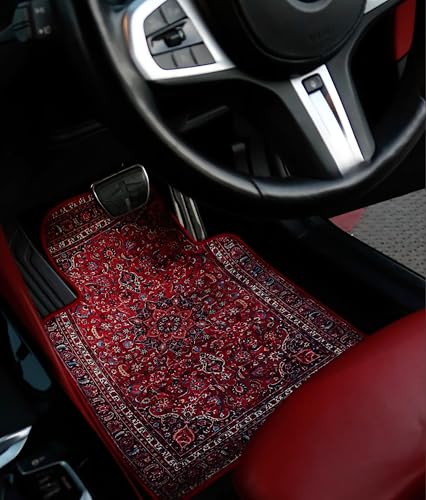 Image of CHIRON Premium Oriental Rug Look Floor Mat for Seltos (2026-Onwards) Custom Fitted, Luxury Foot Mats Compatible with Kia Seltos (2026-Onwards), Set of 5 Pcs, Washable, Classic RED