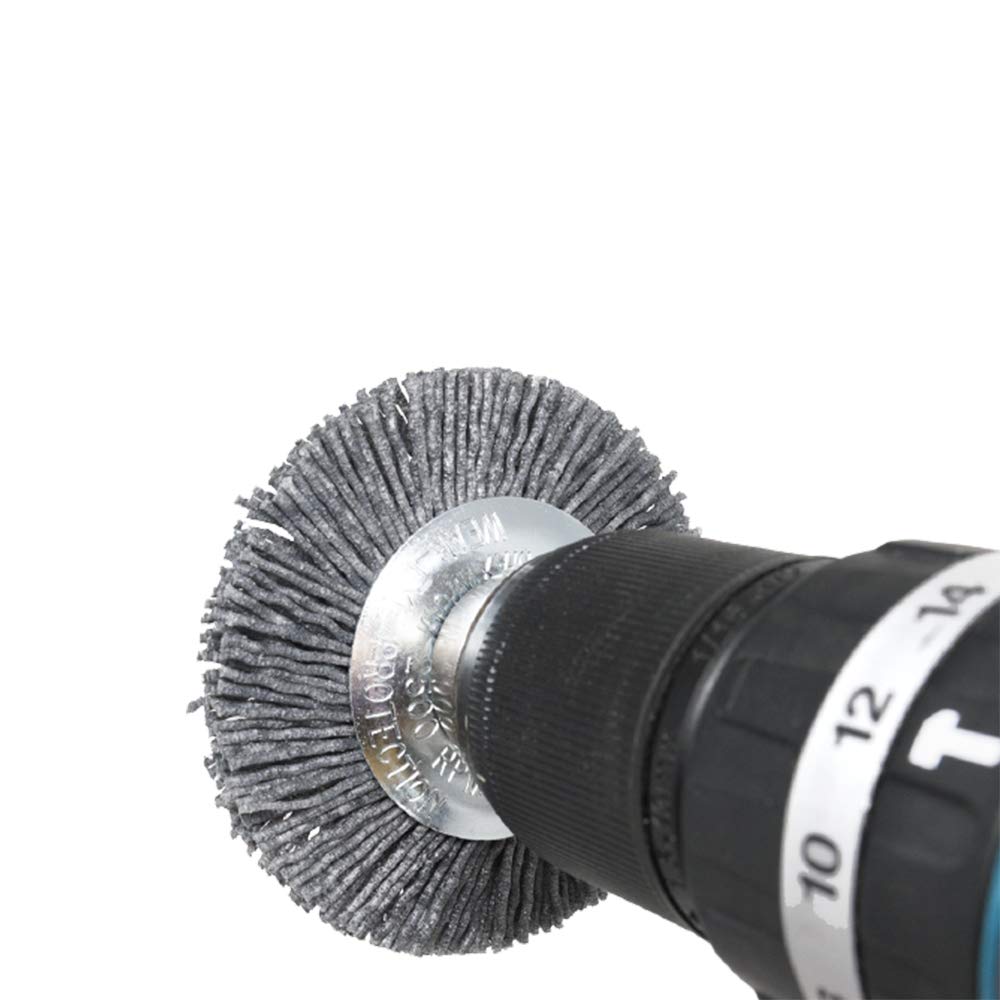 Benchmark Abrasives 3” Mounted Nylon Wire Wheel, Coarse Grit, 1/4 Drill Shank, Perfect for Rust or Paint Removal Sanding finishing on Wood, Hard Metals - (Gray, 3)