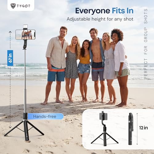 Image of Tygot T9 Pro Bluetooth Selfie Stick 67 Inch(170 cm) Tripod with LED Light, Extendable Selfie Stick for Mobile Phone with Remote, Portable Tripod Stand for Travel, Vlogging & Photography