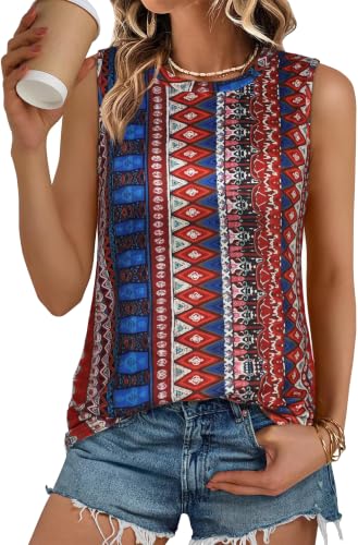 Image of Womens Tank Tops Summer Casual Sleeveless Top Loose Fit Basic Tunic Shirts