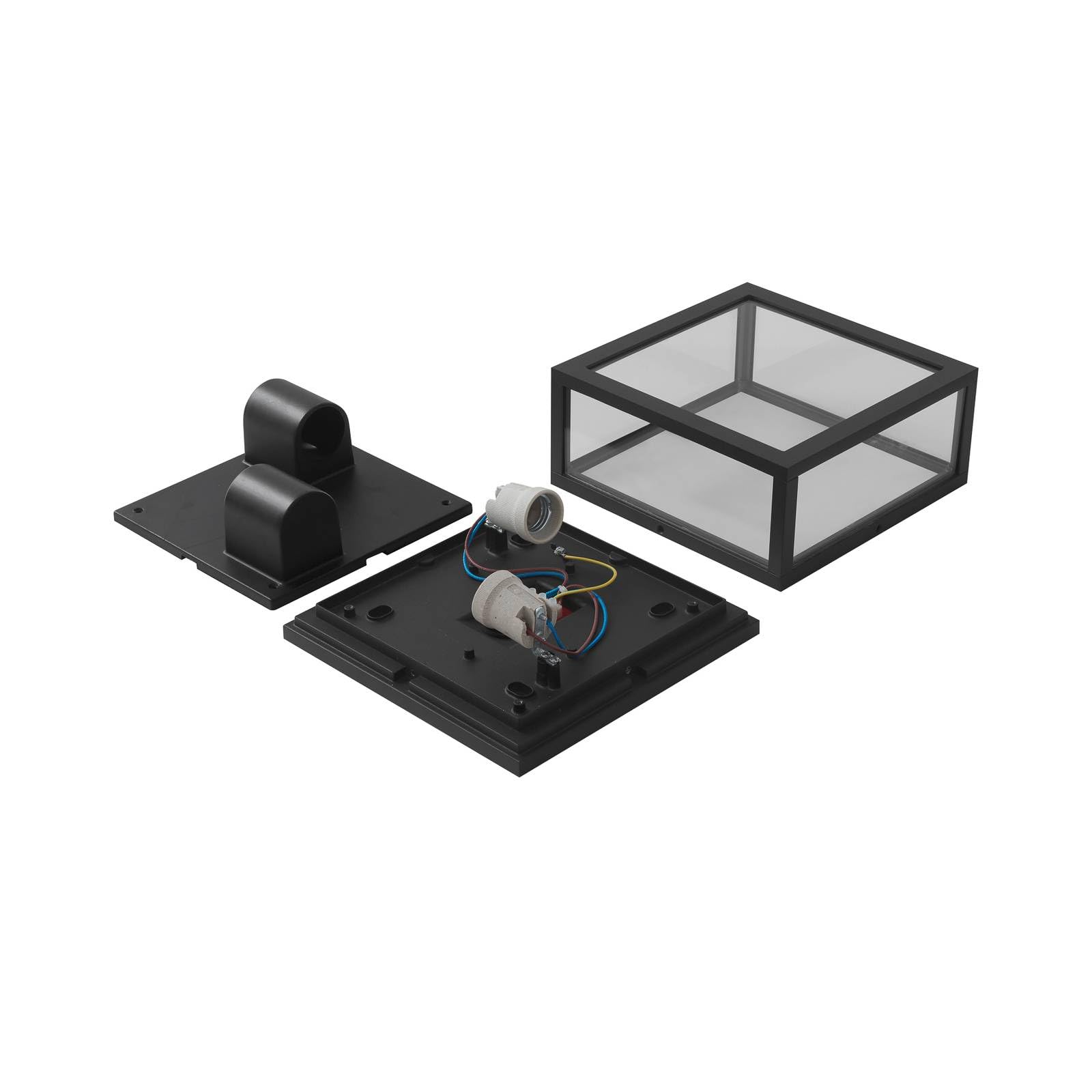 Lindby Plafonnier Kremena à intensité variable Noir Aluminium 2 lampes E27 saillie