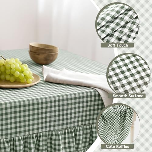 Mindsoft Green Gingham Ruffled Tablecloth, 60 x 84 Inches, Rectangle by Mindsoft - Used condition - Image 4