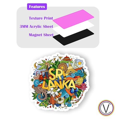 Image of Sri Lanka Acrylic Fridge Magnet - UV Textured Printed, Stylish Multicolor Magnet for Fridge, Wardrobe & Metal Surfaces, Pack of 1 (Sri Lanka)