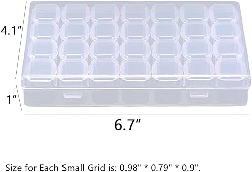 Miniatura 5 de Contenedores de almacenamiento de pintura con diamantes, 28 rejillas, contenedor portátil de almacenamiento de cuentas, caja organizadora de