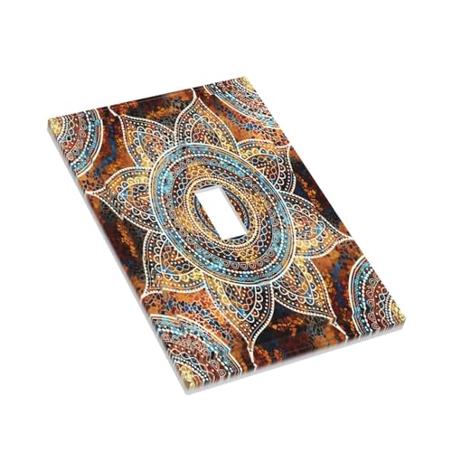 Bohemian Colorful Vintage Floral Mandala Flower 1 Gang Wallplate Decorative Outlet Light Switch Plate Covers Single Toggle Electrical Faceplate Cover For Kitchen Bathroom Bedroom Home Decor - Image 4
