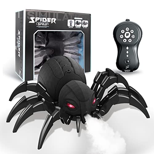 sumsync Realistic RC Spider Robot, Remote Control Spider Toys with Spray/Light/Music, Gifts for 6 7 8 9 10 11 12 Year Old Boys Girls, Christmas Birthday Halloween Easter Toys for Kids