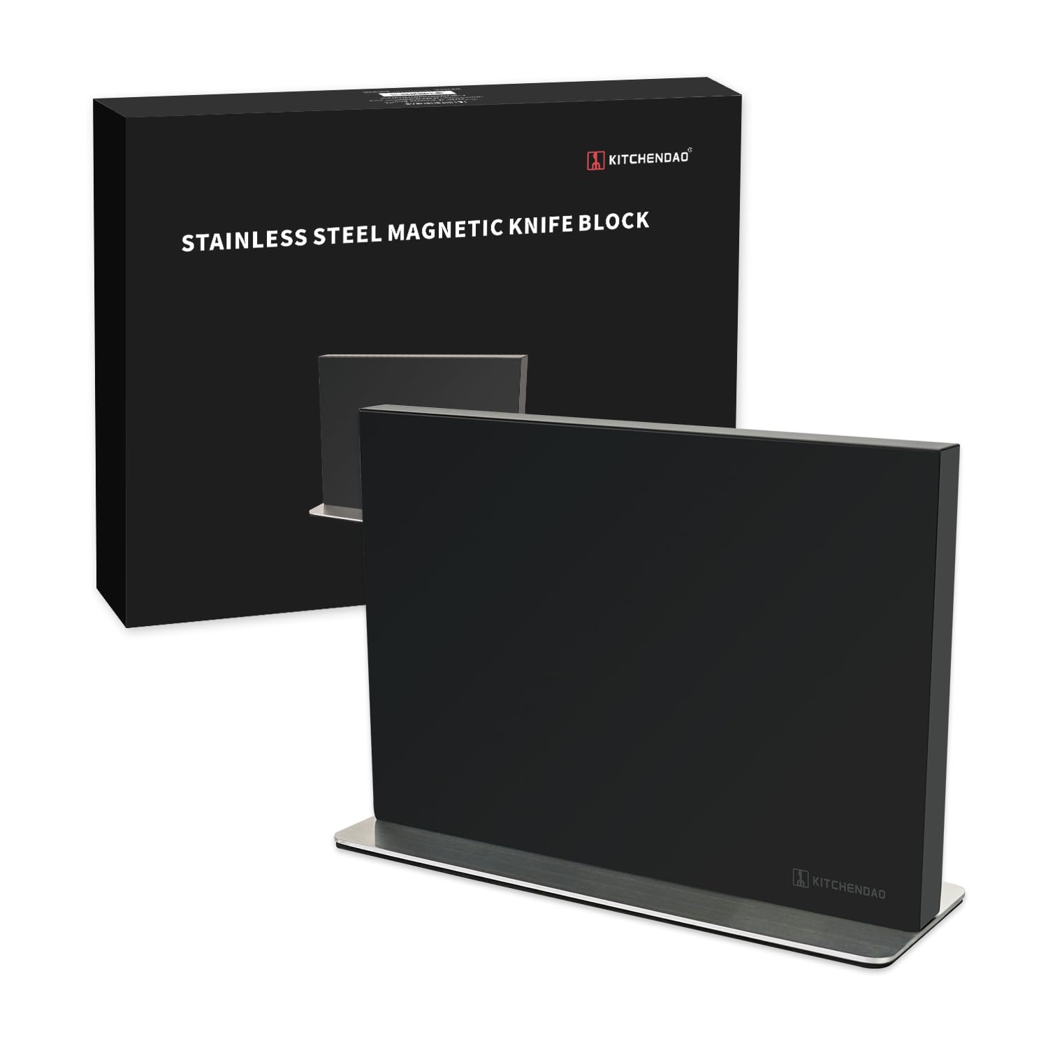 KITCHENDAO Edelstahl-Magnet-Messerblock, 30 cm, doppelseitiger Magnet-Messerhalter (ohne Messer), Messerhalter mit starkem Magneten für die Küchenarbeitsplatte, beschwerter, rutschfester Sockel