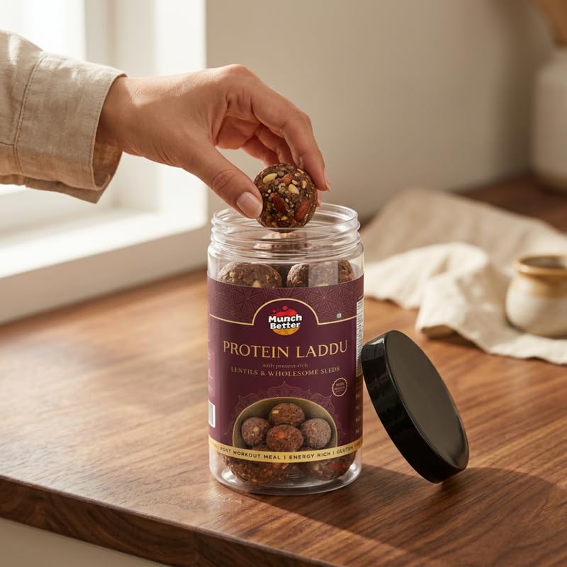 Image of Munch Better Protein Laddu | Seeds and Nuts | No Refined Sugar | Energy Snack for Pre Post Workout and Hunger Cravings | Natural Ingredients | Indian Sweets | Sweets Gift Pack - 300 Gm